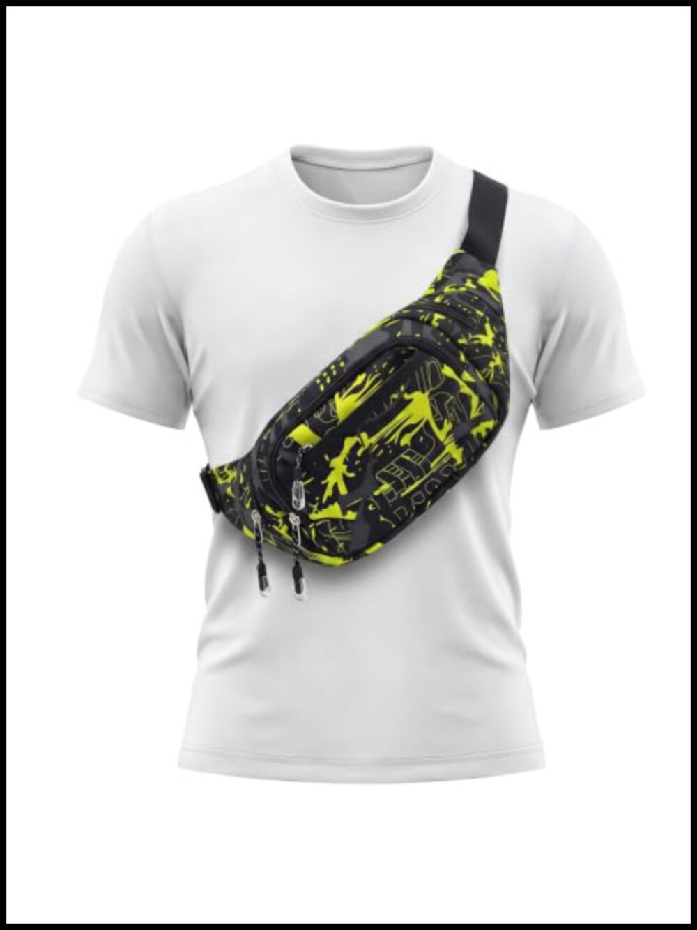 Large Fanny Pack Waist Bag Crossbody 5-Zipper Pocket Oxford Travel Hiking
